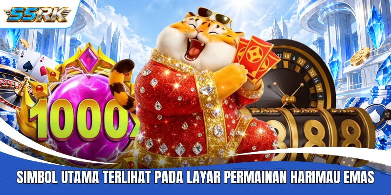 Simbol utama terlihat pada layar permainan harimau emas